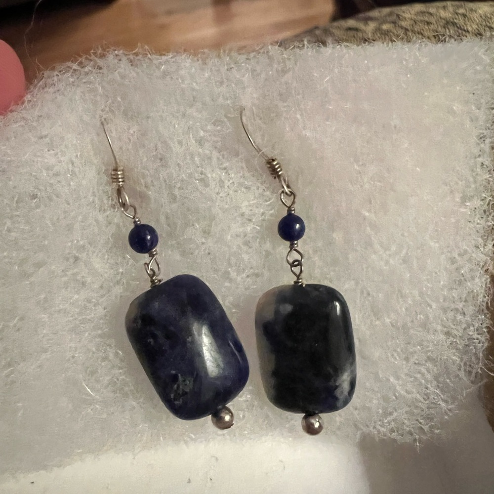 Barse Sterling Silver semi precious earrings. Blue, white